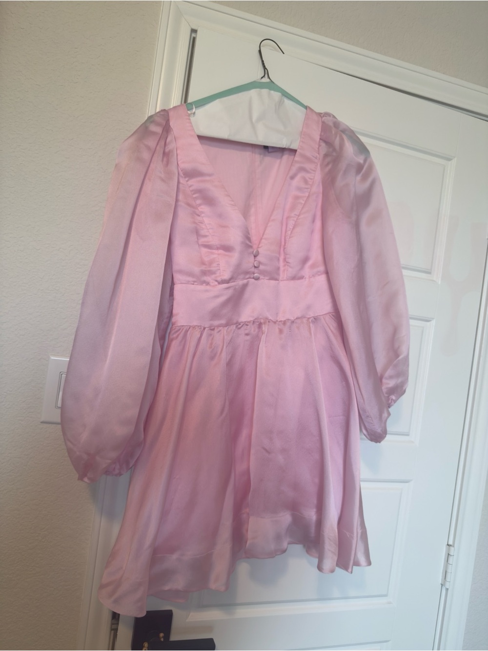 Bardot Eva Light Pink Satin Mini Dress